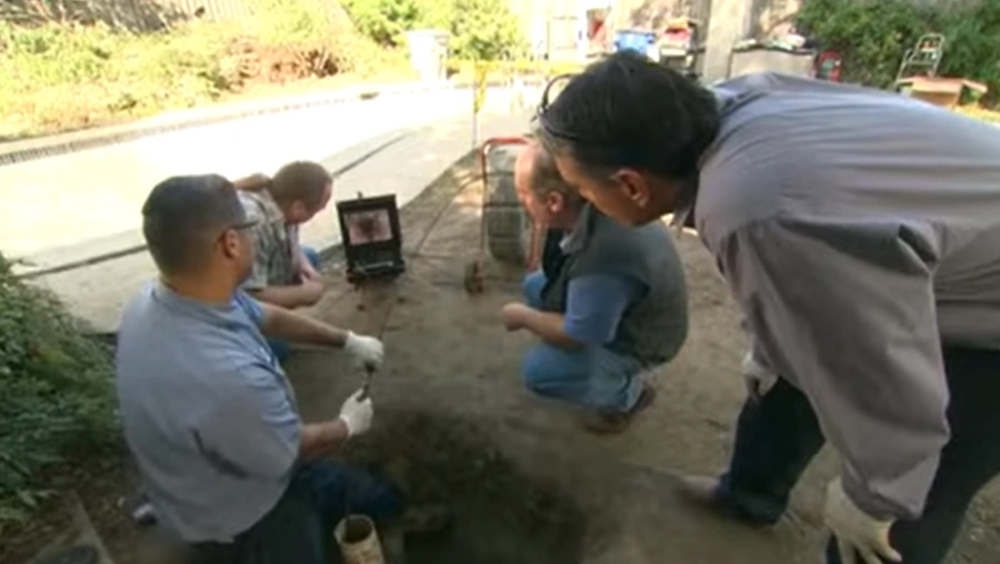 Checking a pipe by inserting a camera into it – burst pipe repair in Diamond Bar